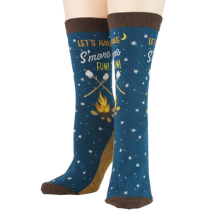 Flatlay of the 'Let's Have S'more Fun!' socks, showing the full design