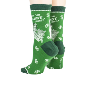 Back view of the 'Accountant' socks, showing the design details and the heel.
