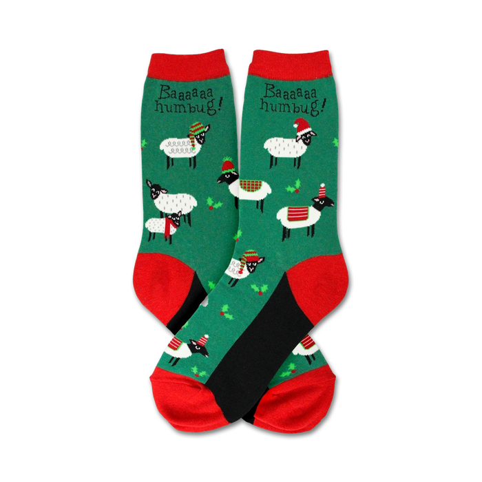 Close-up of 'Bah' socks showing the design details.