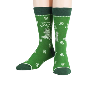 Flat lay product shot showing two 'Accountant' socks.