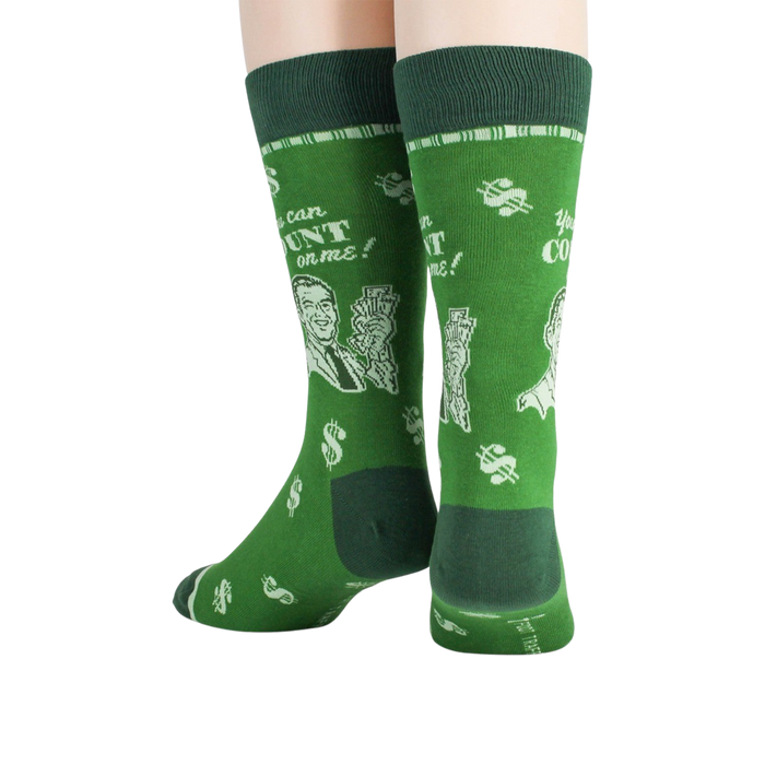 Back view of the 'Accountant' socks showing the full design