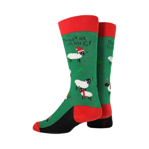Back view of the Christmas sheep socks, highlighting the design details.