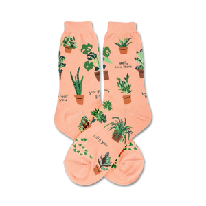 Flatlay image showing the Plant Lady socks, highlighting the details of the design and color.