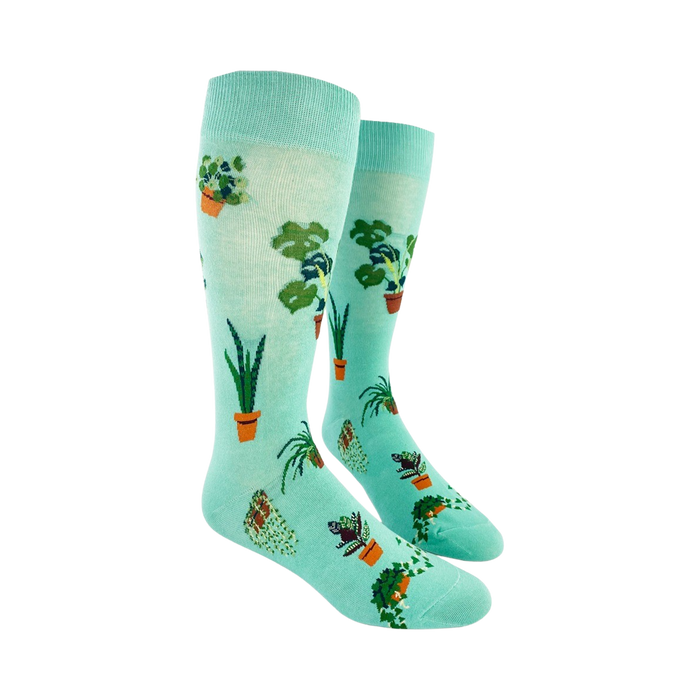 Lifestyle shot of Plant Dude socks on a person's feet.