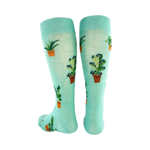 Detailed close-up of the Plant Dude sock design.