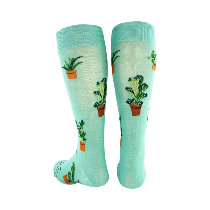 Detailed close-up of the Plant Dude sock design.