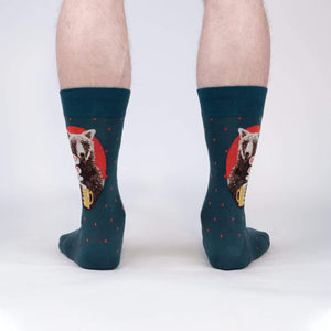 Rear view of the 'Bearly Awake' socks, showing both socks clearly.