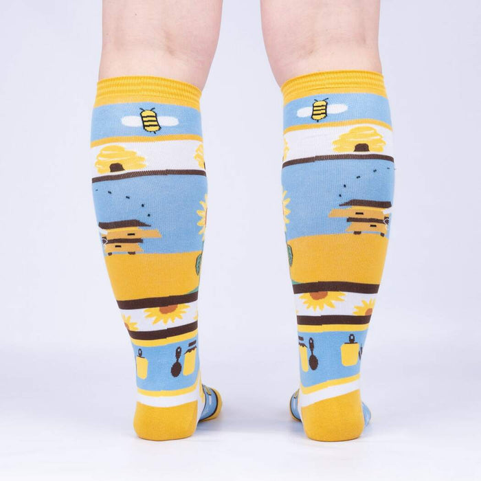 Rear view of the socks showing the full design detail on the back of the legs.