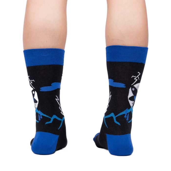 Back view of the socks, showcasing the design's symmetry and detailing on the heels.