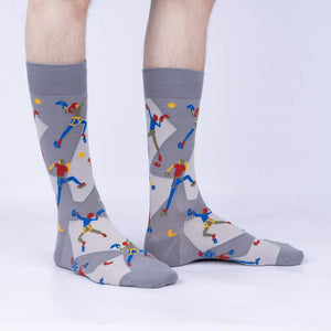 Lifestyle shot of a person's legs wearing the Sock Climbing socks, showing how they look on feet.