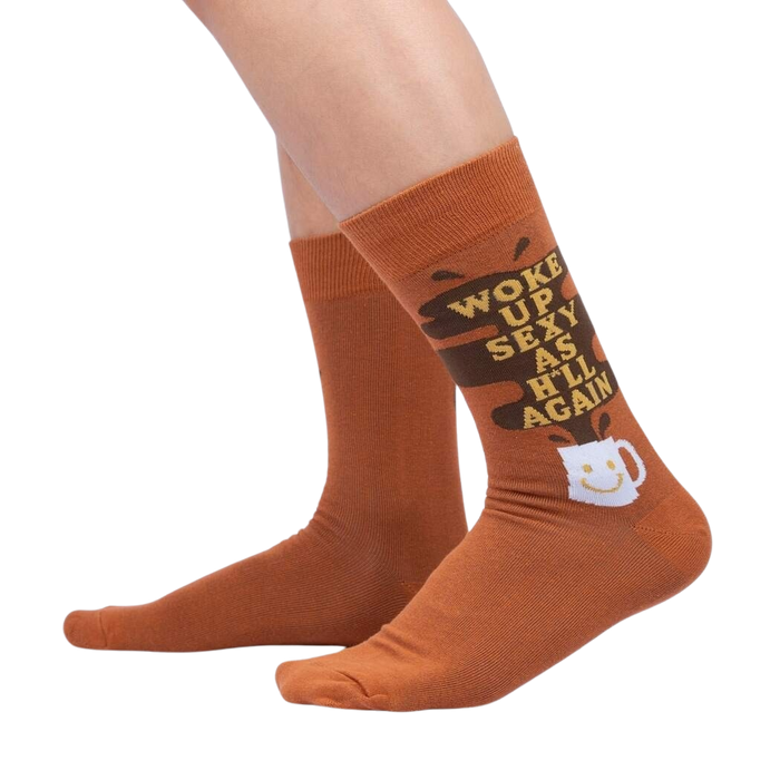 Lifestyle shot showing the socks on a person's legs, showcasing the fit and design.