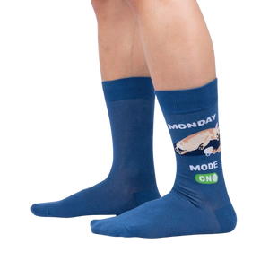 Lifestyle photo showing the socks on a person's legs, showcasing how they look when worn.