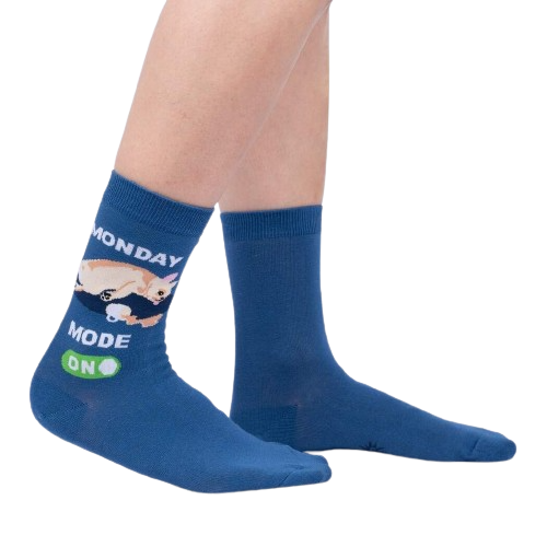 Lifestyle shot showing the socks on a person's feet, showcasing the fit and style.