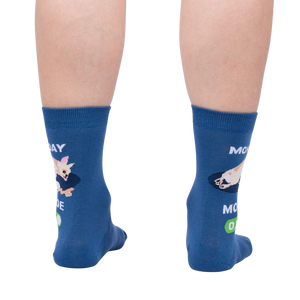 Rear view of the socks highlighting the design on the back of the socks.
