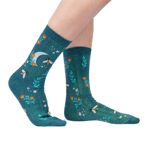 Lifestyle shot showing the socks on a person's legs, showcasing how they look when worn.