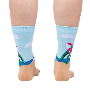 Back view of Dinos Gone Wild socks, highlighting the full design on the back of the socks.