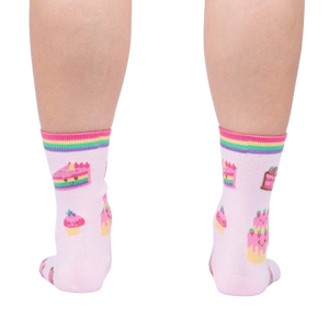 Rear view of the socks, showcasing the design details on the back of the socks.