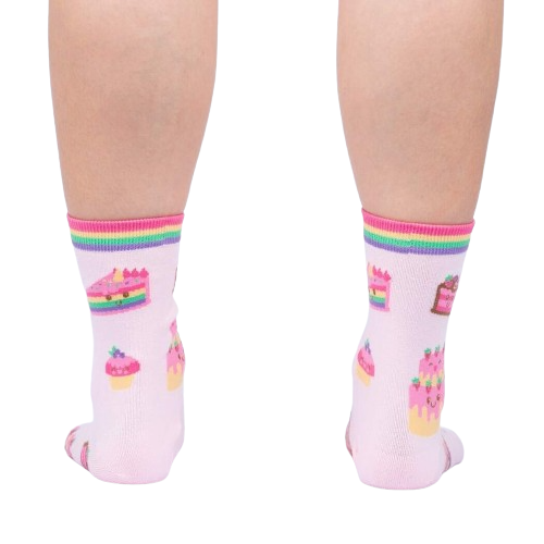 Rear view of the socks, showcasing the design details on the back of the socks.