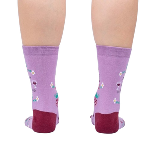 Close-up view of the back of the socks, showing the full design.