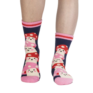 Lifestyle shot showing the socks on a person's feet, showcasing the fit and feel.