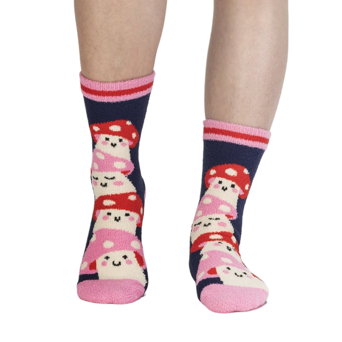 Lifestyle shot showing the socks on a person's feet, showcasing the fit and feel.