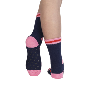 A rear view of the socks highlighting the grippers on the bottom for added safety