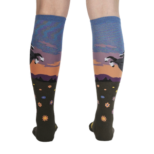 Close-up view of the back of the 'Black Beauty' socks, showcasing the design details.