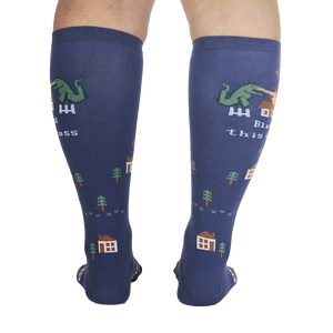 Back view of 'Bless This Mess' socks, showing the full design repeat on the back of the socks.