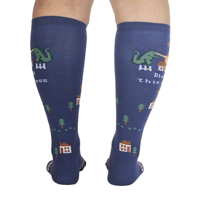 Back view of 'Bless This Mess' socks, showing the full design repeat on the back of the socks.