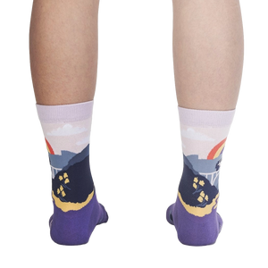 Back view of the socks, highlighting the design details on the back of the socks.