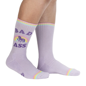 Lifestyle shot showing the socks on a person's legs.