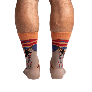 Back view of the socks, highlighting the Sasquatch details within The Scream's landscape.