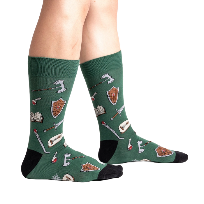 Lifestyle shot showing the socks on a person's legs, highlighting the fit and design.