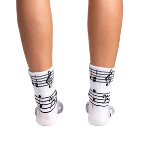 Back view of the socks, showcasing the design details on the heel and back of the ankle.