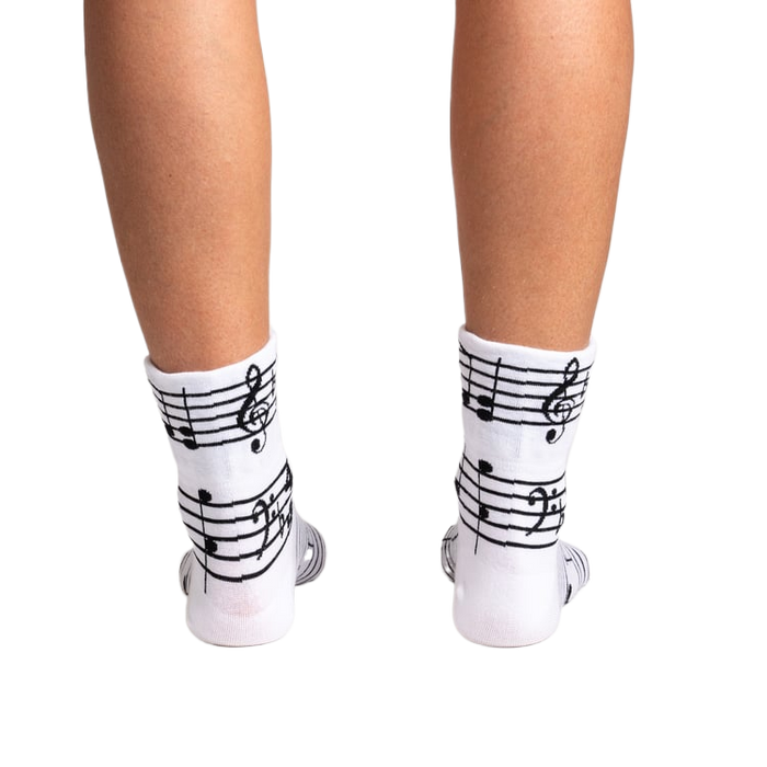 Back view of the socks, showcasing the design details on the heel and back of the ankle.