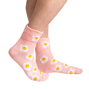 Another lifestyle shot showing the socks on a person's legs from a different angle.