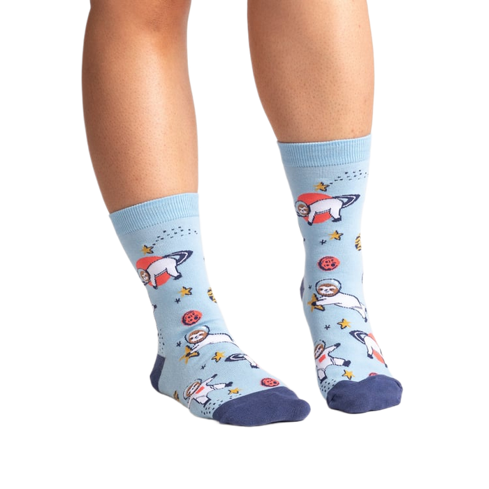 Lifestyle shot showing the socks on a person's legs, highlighting the fit and style.