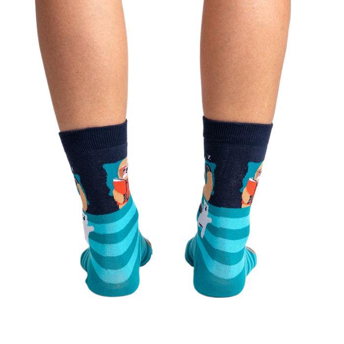 Back view of the socks, highlighting the design detail on the heel and toe.