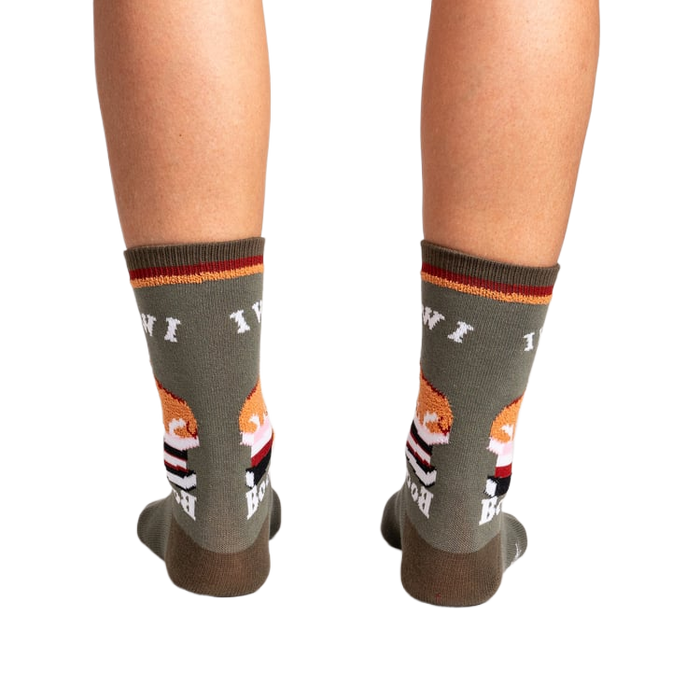 Rear view of the socks, showing the full design detail on the back of each sock.