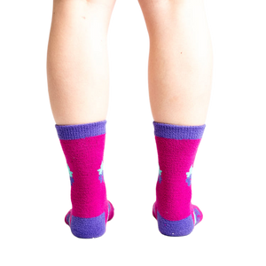 Back view of the 'You Are Really Grape' socks, showing the design detail on the heel.