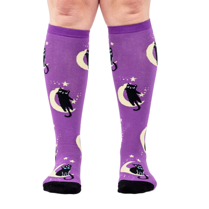 Flatlay image of the socks laid out flat to highlight the complete design.