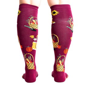 Flat lay product shot of Autumn Harvest knee-high socks.