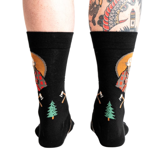 Back view of the Bear Necessities socks on a model.