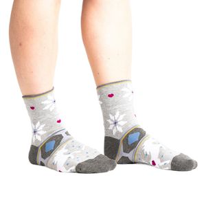 Another lifestyle shot: Model wearing the socks, showing how the cuffs sit on the ankles.