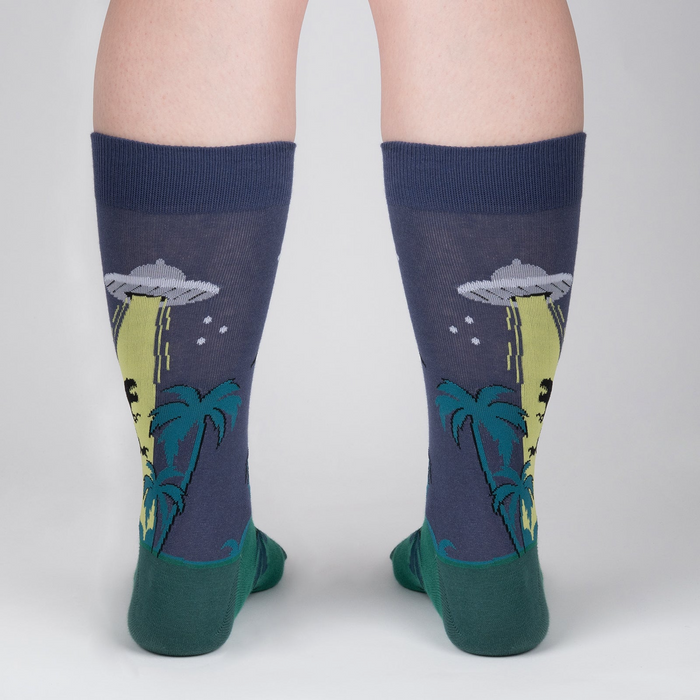Back view of the 'See You Later' socks, displaying the full design on both socks.