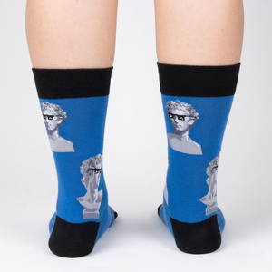 Rear view of a person wearing the Roman Empire socks, showcasing the back design.
