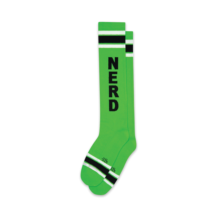 bright green knee-high socks with black 