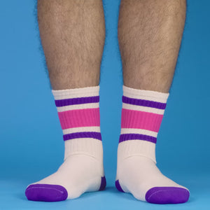 Close-up: Detailed view of Jan socks showcasing the texture and color of the stripes.