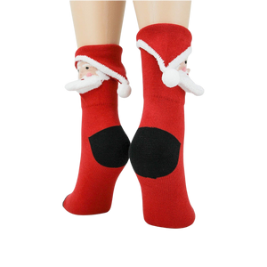 Back view of the Santa 3D socks, showcasing the black heel and toe.