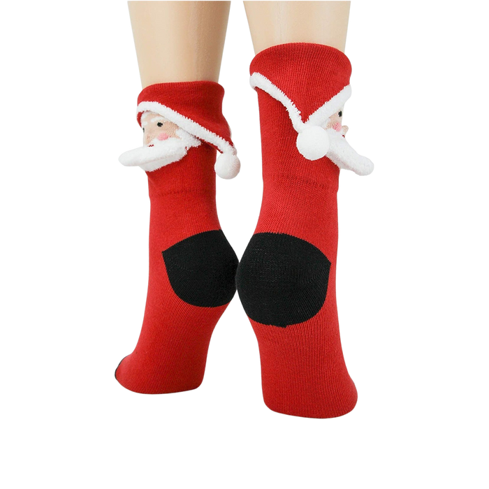 Back view of the Santa 3D socks, showcasing the black heel and toe.